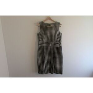 Women's Karin Stevens Sheath Dress Houndstooth Black Cream Size 12 EUC (C)